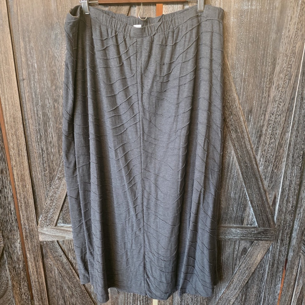 CJ Banks Skirt Women's Size 2X Gray Knit Lined Ribbed‎ Textured Casual Work Midi